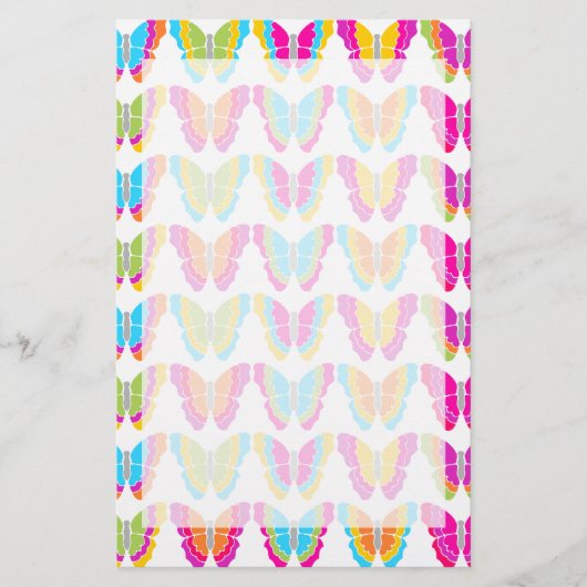 Niedlich Girly Multicolor Rainbow Butterfly Muster Briefpapier (Vorderseite)