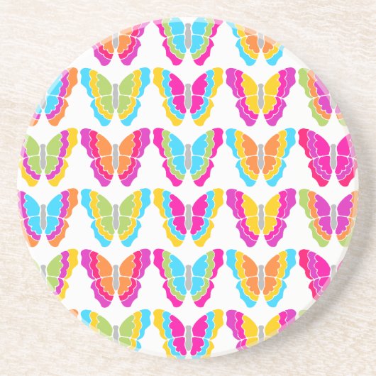 Niedlich Girly Multicolor Rainbow Butterfly Muster Getränkeuntersetzer (Vorne)