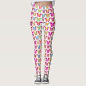 Niedlich Girly Multicolor Rainbow Butterfly Muster Leggings (Vorderseite)
