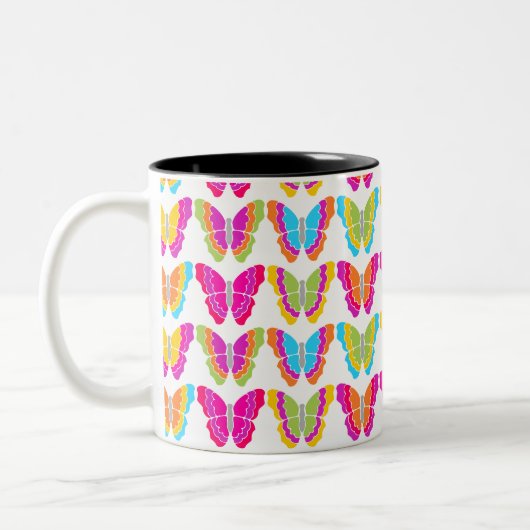 Niedlich Girly Multicolor Rainbow Butterfly Muster Zweifarbige Tasse (Links)