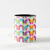 Niedlich Girly Multicolor Rainbow Butterfly Muster Zweifarbige Tasse (Mittel)