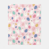 Niedlich Girly Oaster Bunny Moderne rosa Blumeneie Fleecedecke (Vorderseite)