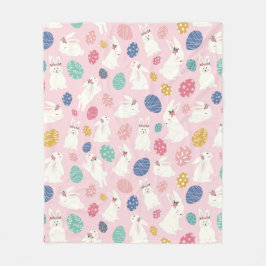 Niedlich Girly Oaster Bunny Moderne rosa Blumeneie Fleecedecke