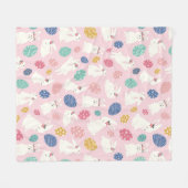 Niedlich Girly Oaster Bunny Moderne rosa Blumeneie Fleecedecke (Vorderseite (Horizontal))
