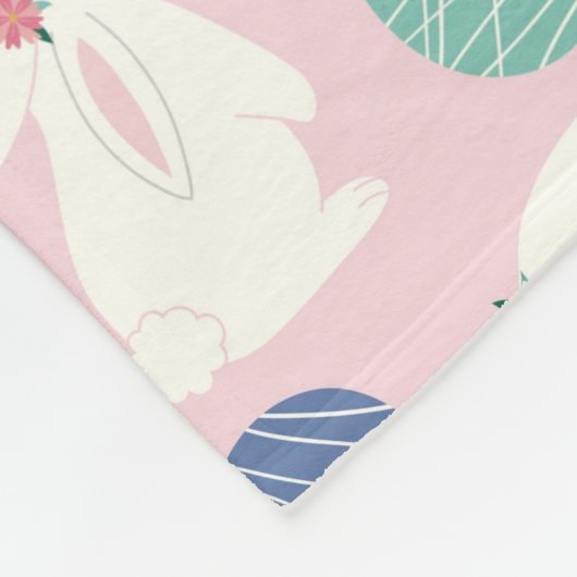 Niedlich Girly Oaster Bunny Moderne rosa Blumeneie Fleecedecke (Ecke)
