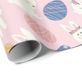 Niedlich Girly Oaster Bunny Moderne rosa Blumeneie Geschenkpapier (Rolleneckpunkt)