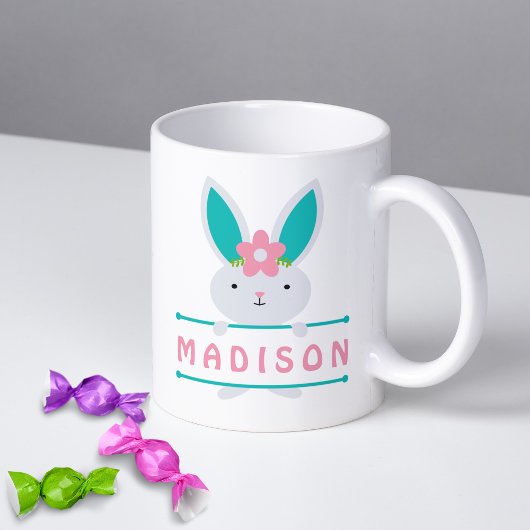 Niedlich Girly Oaster Bunny Personalisierter Name Kaffeetasse