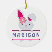 Niedlich Girly Oaster Bunny Personalisierter Name Keramik Ornament (Vorne)