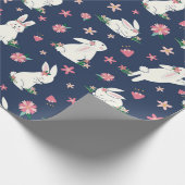 Niedlich Girly Oaster Bunny Rabbit Modernes Blau R Geschenkpapier (Ecke)