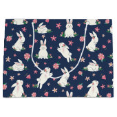 Niedlich Girly Oaster Bunny Rabbit Modernes Blau R Große Geschenktüte (Vorderseite)