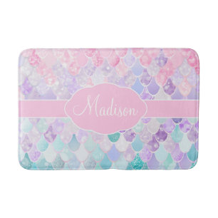 Niedlich Girly Ombre Mermaid Pattern Mit Monogramm Badematte