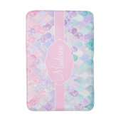 Niedlich Girly Ombre Mermaid Pattern Mit Monogramm Badematte (Vorderseite Vertikal)