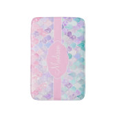 Niedlich Girly Ombre Mermaid Pattern Mit Monogramm Badematte (Vorderseite Vertikal)