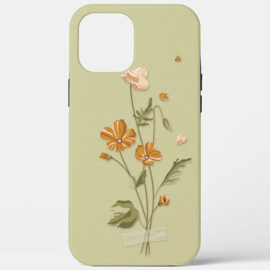 Niedlich Girly Orange blühende Blumenmatte Case-Mate iPhone Hülle (Rückseite)