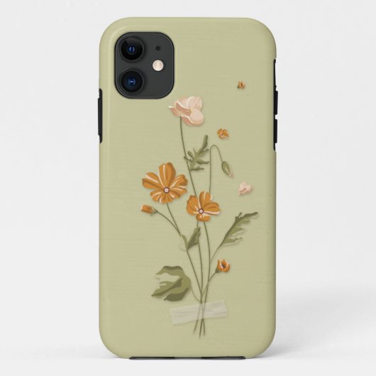 Niedlich Girly Orange blühende Blumenmatte Case-Mate iPhone Hülle (Rückseite)