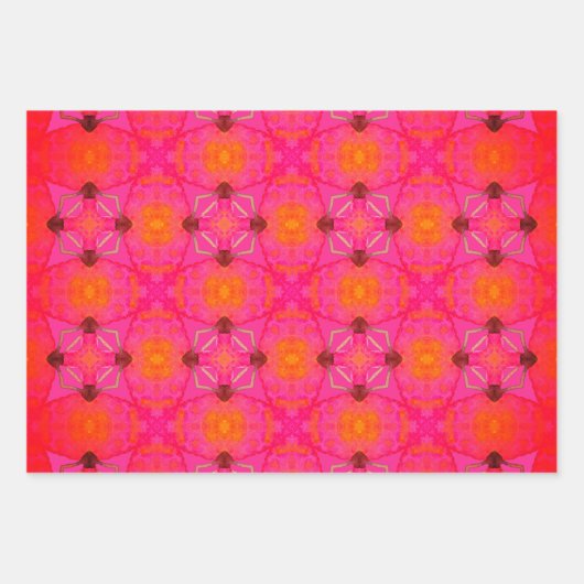 Niedlich Girly Orange und Pink Geschenkpapier Set (Vorderseite)