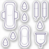 Niedlich Girly Pad Tampon Set Erster Zeitraum Part Aufkleber (Vorderseite)