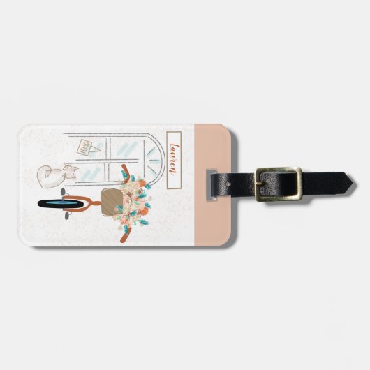 Niedlich Girly Paris Café Gepäckanhänger (Vorderseite horizontal)