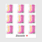 Niedlich Girly Pink 70er Cowgirl Boot Howdy Aufkleber (Blatt)