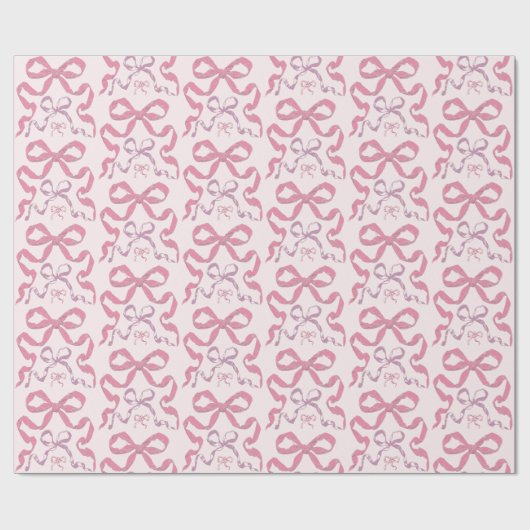 Niedlich Girly Pink Ästhetik Bow Geschenkpapier (Flach)
