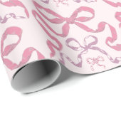 Niedlich Girly Pink Ästhetik Bow Geschenkpapier (Rolleneckpunkt)