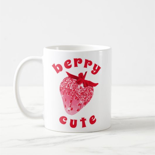 Niedlich Girly Pink Berry Niedlich Glittery Strawb Kaffeetasse (Links)