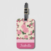 Niedlich Girly Pink Blume Muster Personalisiert Gepäckanhänger (Vorderseite Vertikal)