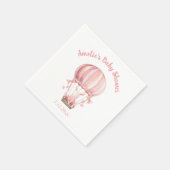 Niedlich Girly Pink Bunny Flying in Balloon Serviette (Ecke)