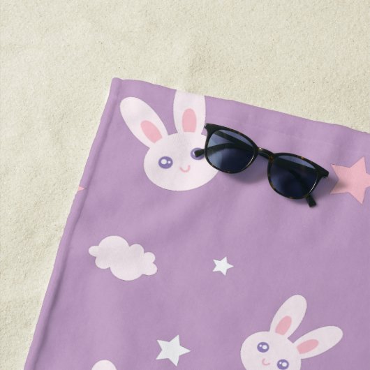 Niedlich Girly Pink Bunny Rabbit Pastellnadel Mono Strandtuch (Beispiel)