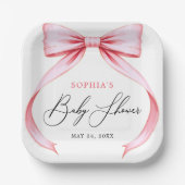 Niedlich Girly Pink Coquette Bow Babydusche Pappteller (Vorderseite)