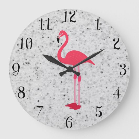 Niedlich Girly Pink Elegante Flamingo Große Wanduhr (Vorderseite)