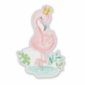 Niedlich Girly Pink Flamingo Crown Aufkleber (Vorderseite)