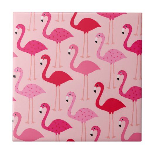 Niedlich Girly Pink Flamingo Muster Fliese (Vorderseite)