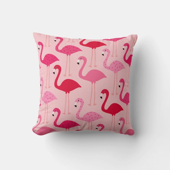 Niedlich Girly Pink Flamingo Muster Kissen (Vorderseite)