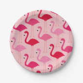 Niedlich Girly Pink Flamingo Muster Pappteller (Vorderseite)