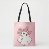 Niedlich Girly Pink Ghost Personalisierte Hallowee Tasche (Vorderseite)