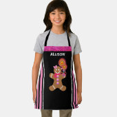 Niedlich Girly Pink Gingerbread Girl Personalisier Schürze (Insitu)
