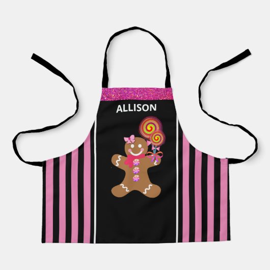 Niedlich Girly Pink Gingerbread Girl Personalisier Schürze (Vorderseite)