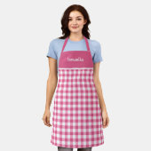 Niedlich Girly Pink Gingham Name Personalisierte S Schürze (Getragen)