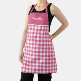 Niedlich Girly Pink Gingham Name Personalisierte S Schürze