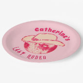 Niedlich Girly Pink Glitzer Disco Cowgirl Pappteller (Schrägansicht)