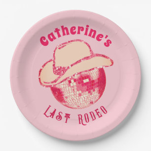 Niedlich Girly Pink Glitzer Disco Cowgirl Pappteller