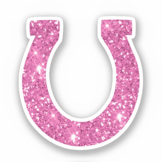 Niedlich Girly Pink Glitzer Horseshoe Aufkleber (Vorderseite)