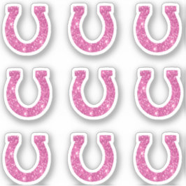 Niedlich Girly Pink Glitzer Horseshoe Set Aufkleber