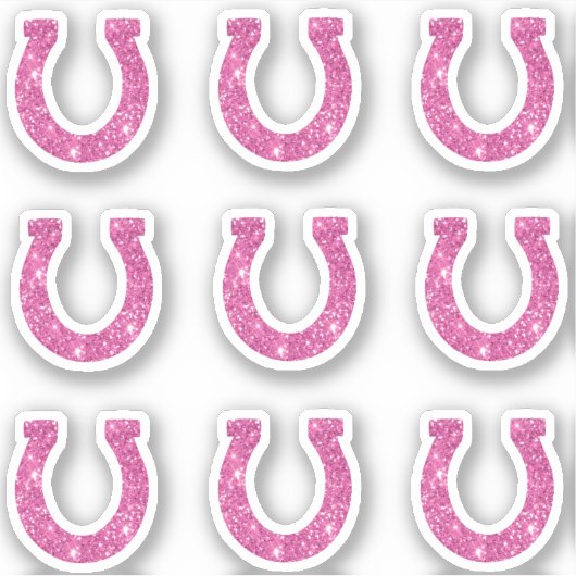 Niedlich Girly Pink Glitzer Horseshoe Set Aufkleber (Vorderseite)