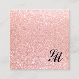 Niedlich Girly Pink Glitzer Monogram Beauty Quadratische Visitenkarte