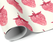 Niedlich Girly Pink Glitzer Strawberry Geschenkpapier (Rolleneckpunkt)