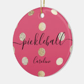 Niedlich Girly Pink Gold Pickleball Keramik Ornament (Links)