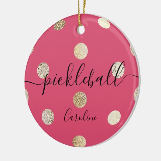 Niedlich Girly Pink Gold Pickleball Keramik Ornament (Links)