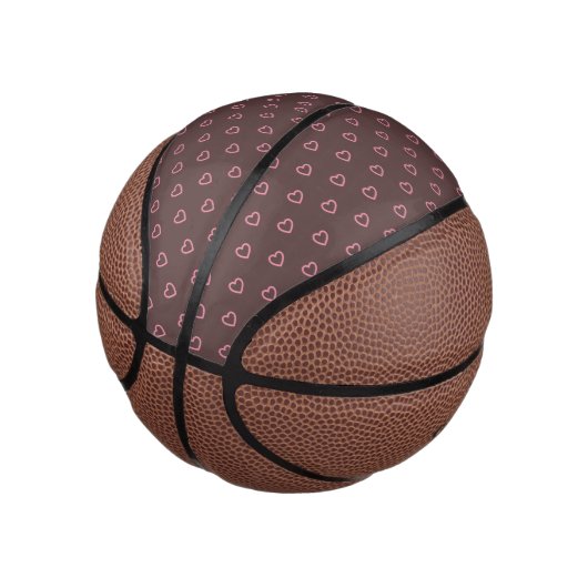 Niedlich Girly Pink Hearts Polka Dot Pattern Mini Basketball (angewinkelt)